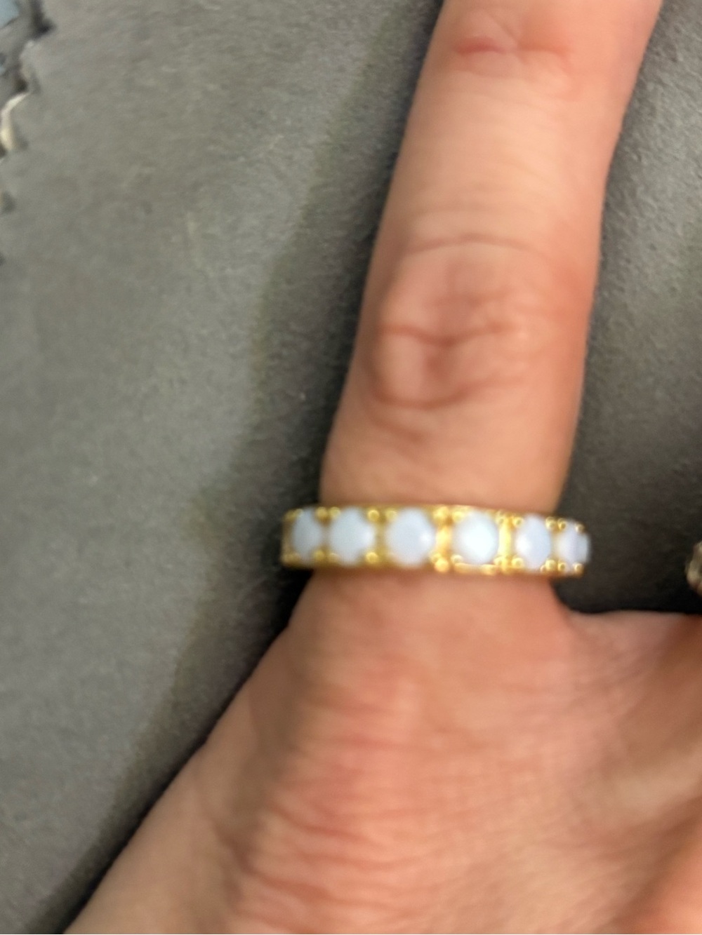 Kendra Scott Gold Band Ring with light blue and crystal Inlays